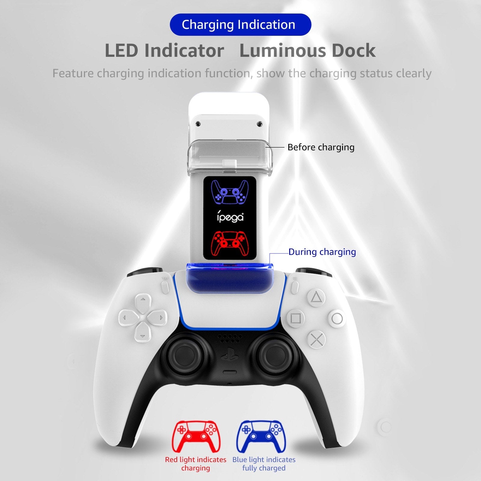 IPEGA PG-P5003 PS5 Controller Charger Station Dual Charger Dock for PlayStation 5 DualSense Controllers with LED Light Indicator IPEGA PG-P5003 PS5 Controller Charger Station Dual Charger Dock for PlayStation 5 DualSense Controllers with LED Light Indicator